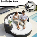 Outdoor Rattan Wicker Daybed (Dark Brown & White)