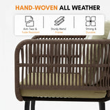 Outdoor 4-Seater Rope Conversation Set(Brown & Cream)
