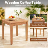 Outdoor Wicker Patio Conversation Set with Teak Wood Frame & Center Table