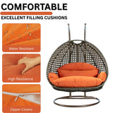 Double Seater Hanging Swing Chair (Dark Brown/Orange)