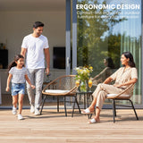 Outdoor Wicker 3-Piece Patio Set (Beige & White)