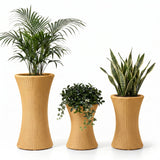 Outdoor Hourglass Design Set of 3 Wicker Planters (Beige)