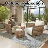 Outdoor Rope 3-Piece Patio Sofa Set (Beige & Off-White)
