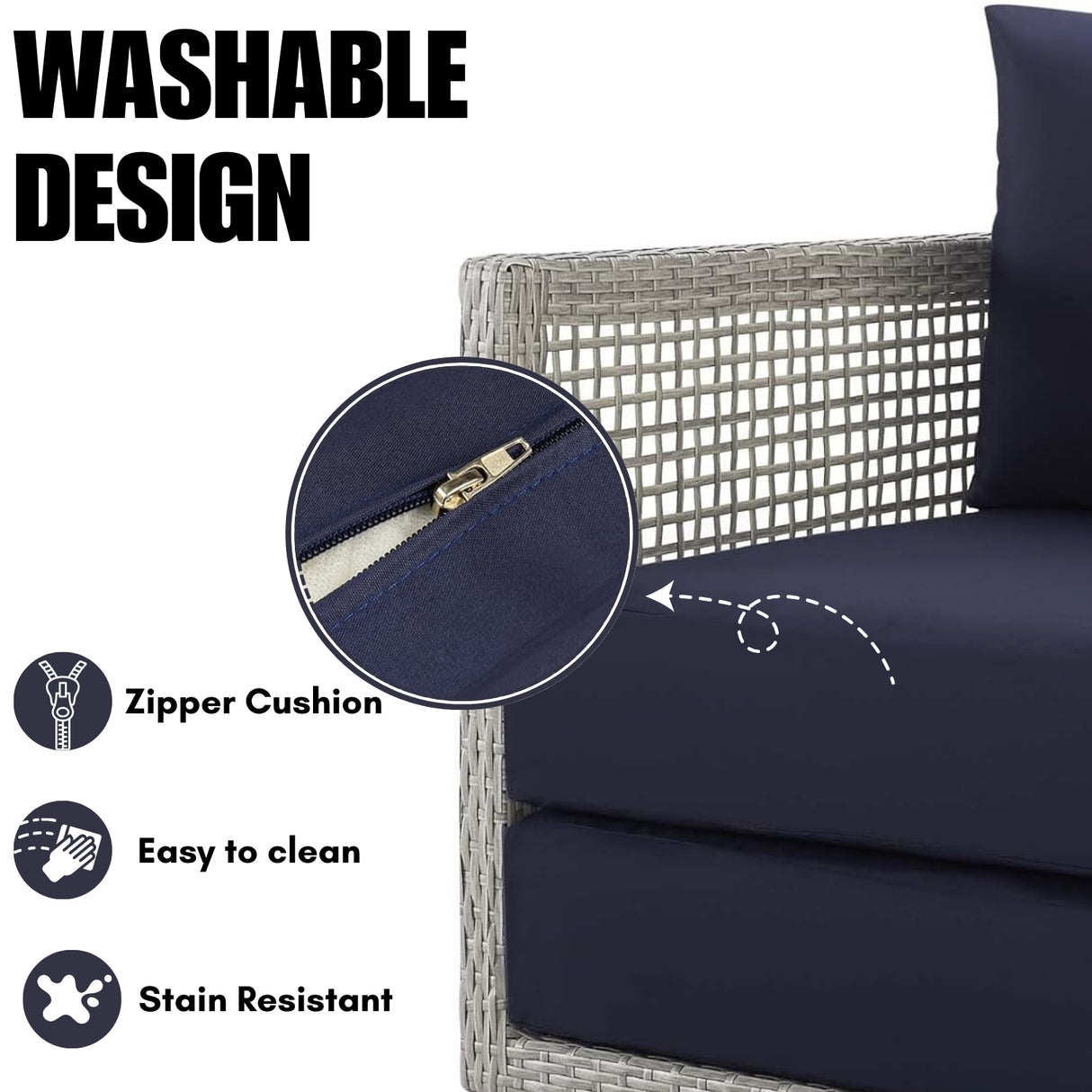 Outdoor Wicker Woven 6 Pieces Sectional Patio Furniture Set