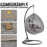 Single Seater Rattan & Wicker Swing (Grey)