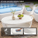 5-Seater Modern Design Outdoor Patio Furniture Set (White & Sky-blue)
