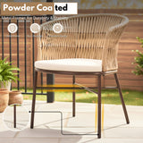 Outdoor Rope Dining Chair with Cushion (Beige & White)