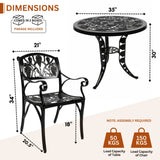 Outdoor Cast Aluminium 5-Piece Patio Bistro Set (Black)