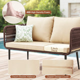 Outdoor Rope 4 Seater Conversation Furniture Set (Brown & Cream)