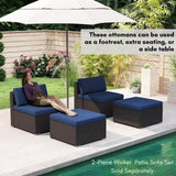 Outdoor Rattan Wicker 2-Piece Ottoman Set