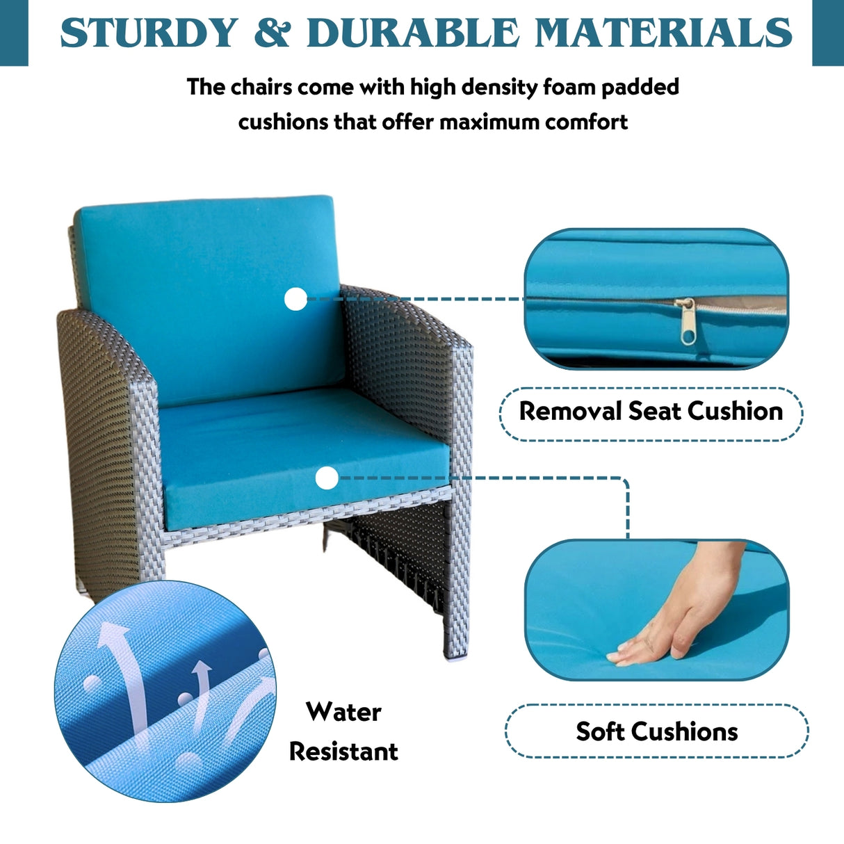 Outdoor 5 Piece Patio Wicker All Weather Sectional Furniture Set
