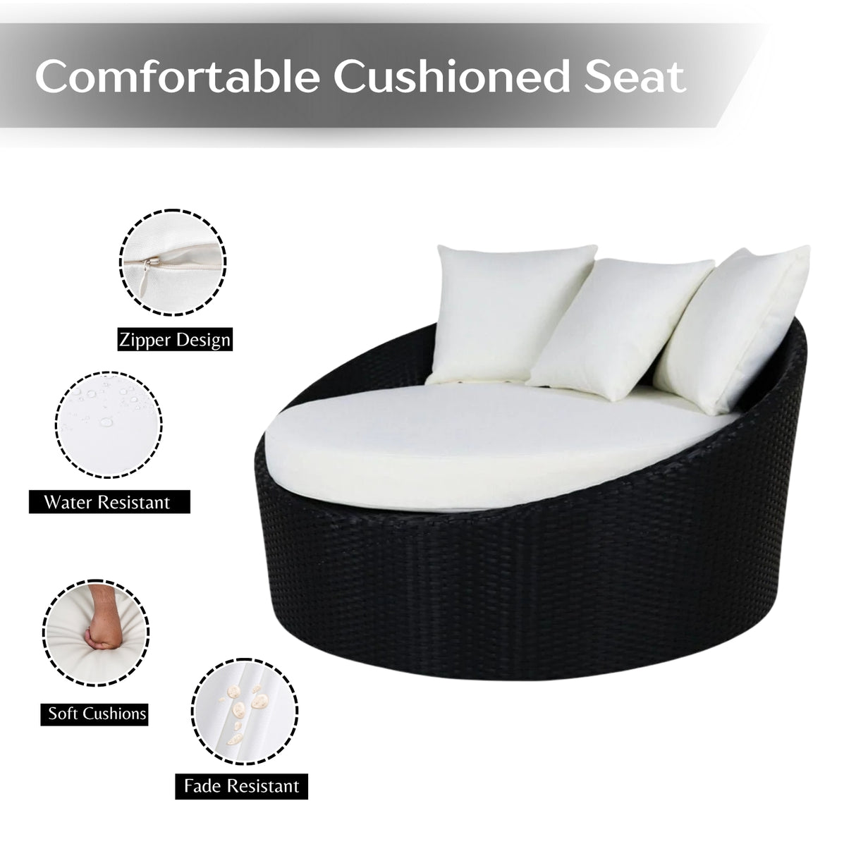 Outdoor Rattan Wicker Daybed with Glass Top Table