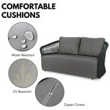 4-Piece Outdoor Braid & Rope Sofa Set (Grey)