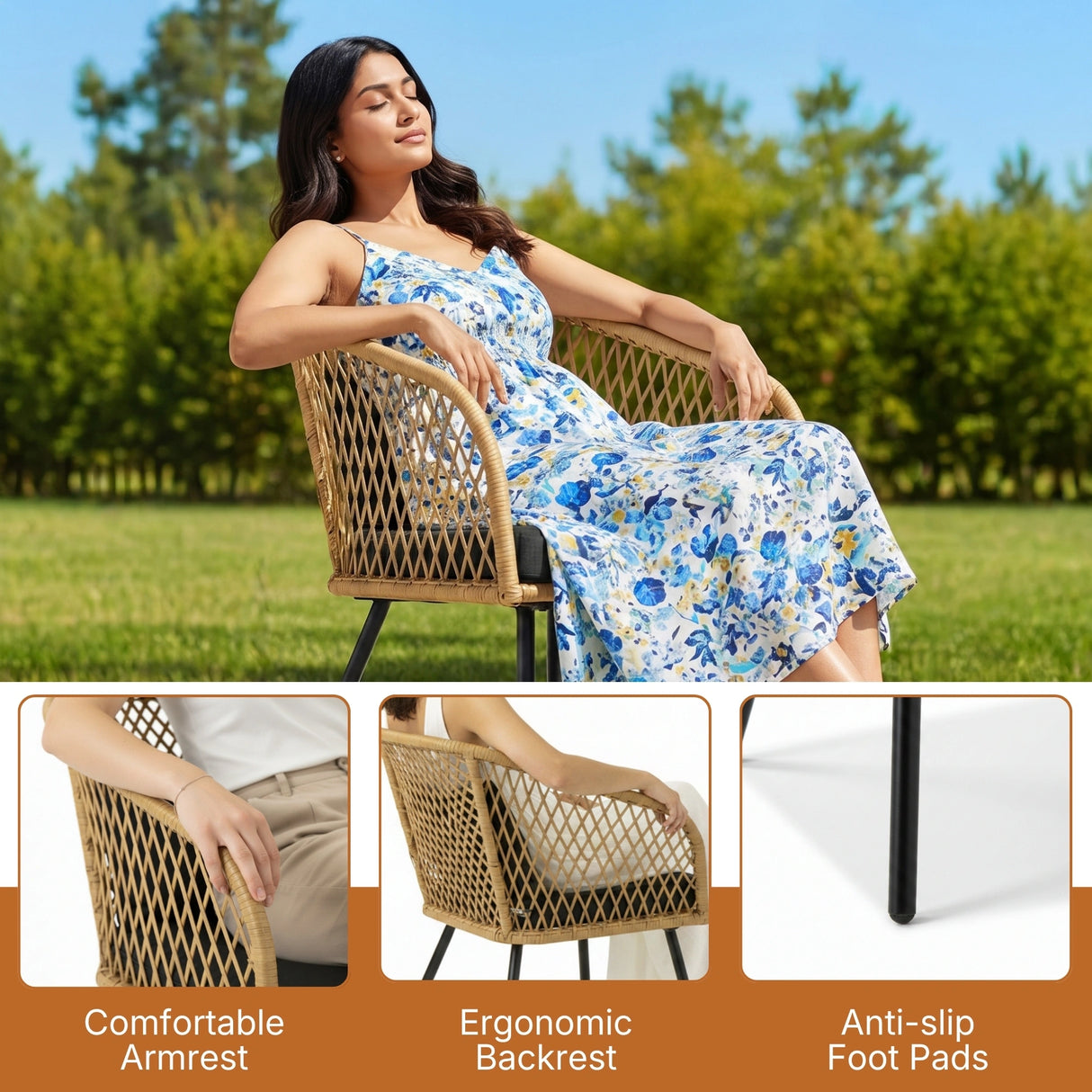 Outdoor Wicker 3-Piece Patio Set