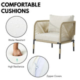 Outdoor Rope 5-Seater Sofa Set With Glass Top Table