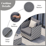 4 Piece Outdoor Rope Sofa Set with Glass Top Coffee Table (Light Grey & Dark Grey)