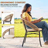 Outdoor 4-Seater Patio Rope Conversation Set (Beige & Cream)