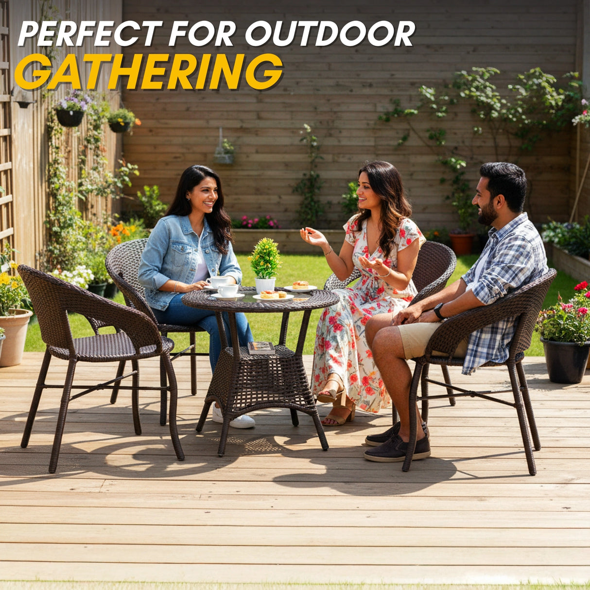 5-Piece Outdoor Rattan Wicker Patio Bistro Set