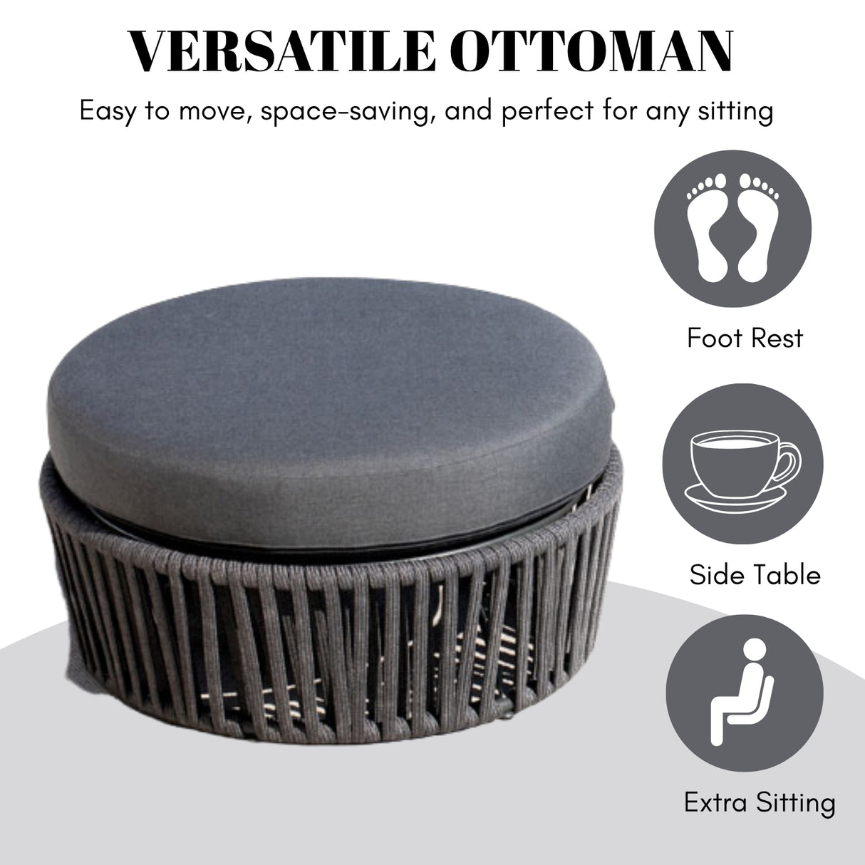 Round Outdoor Rope Footstool