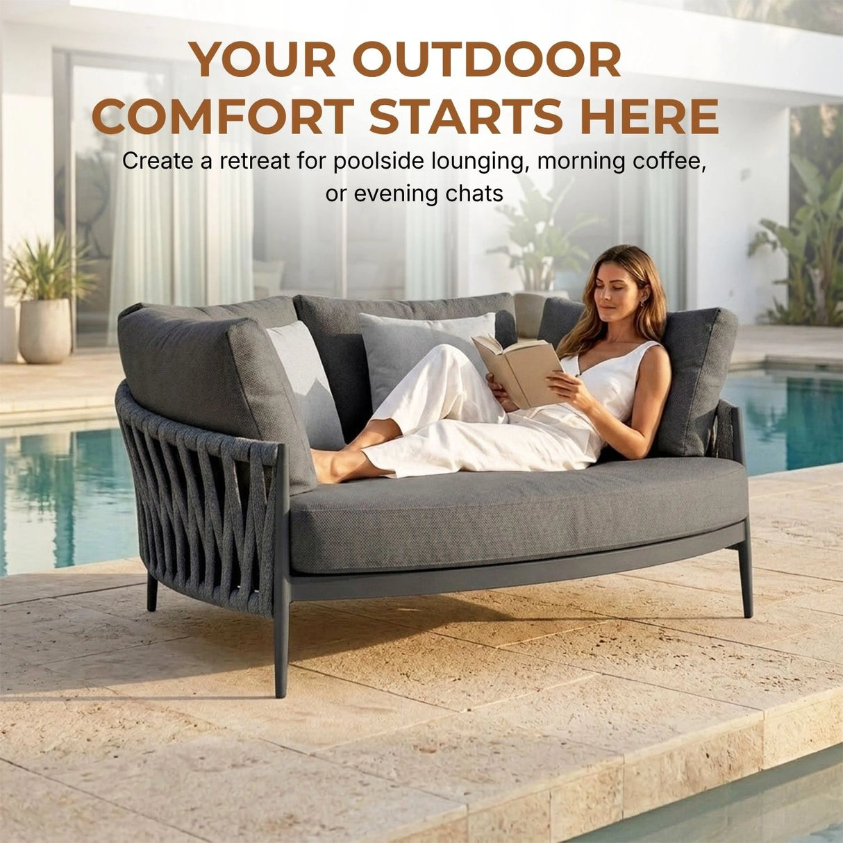 Outdoor Patio Rope Daybed for Garden