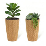 2-Piece Outdoor Wicker Planter Set (Beige)