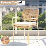 Outdoor Rope Dining Chair with Cushion (Beige & Cream)