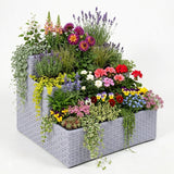 Outdoor 3-Tier Wicker Raised Planter Stand (Silver Grey)