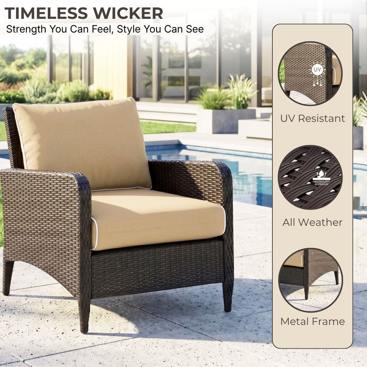Outdoor 4 Piece Patio Wicker Furniture Set