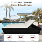 Outdoor Wicker Patio Double Seater Recliner Daybed