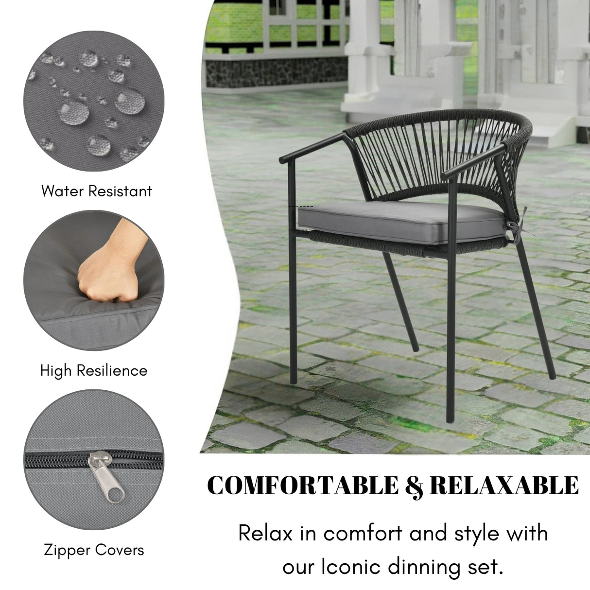 4-Piece Outdoor Rope Patio Dining Chairs