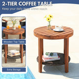 3-Piece Outdoor Wicker Patio Conversation Set (Dark Brown & Blue)