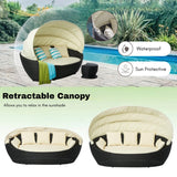 Outdoor All-Weather Wicker Patio Daybed with Retractable Canopy