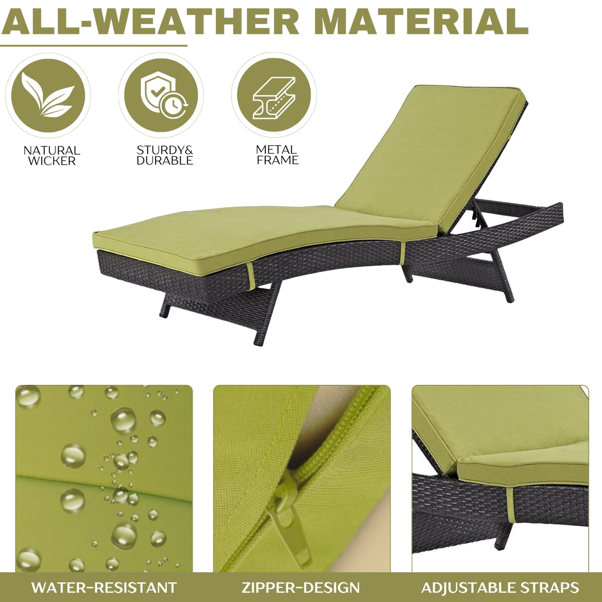 Outdoor Rattan Wicker Chaise Lounger For Poolside
