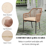 2-Piece Outdoor Rope Patio Dining Chairs