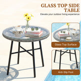 Outdoor Wicker Egg Chair with Glass Top Side Table (Silver Grey & Dark Grey)