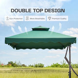 10ft Side Pole Square Shape Outdoor Umbrella With Granite Base (Green)
