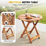 Acacia Wood Foldable Outdoor Bistro Set – 2 Chairs & Round Table