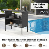 5-Piece Outdoor Rattan Wicker Bar Set with Wicker Top Table