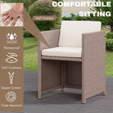 Outdoor Wicker 5-Piece Bar Set with Glass Top Table & Ottomans