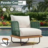 Premium All-Weather Outdoor Rope Sofa Chairs Set (Green & Off-White)