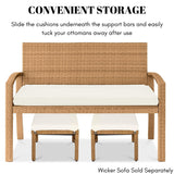 Set of 2 Wicker Ottomans, Multipurpose Outdoor Furniture