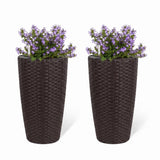 2-Piece Outdoor Wicker Planter Set (Dark Brown)