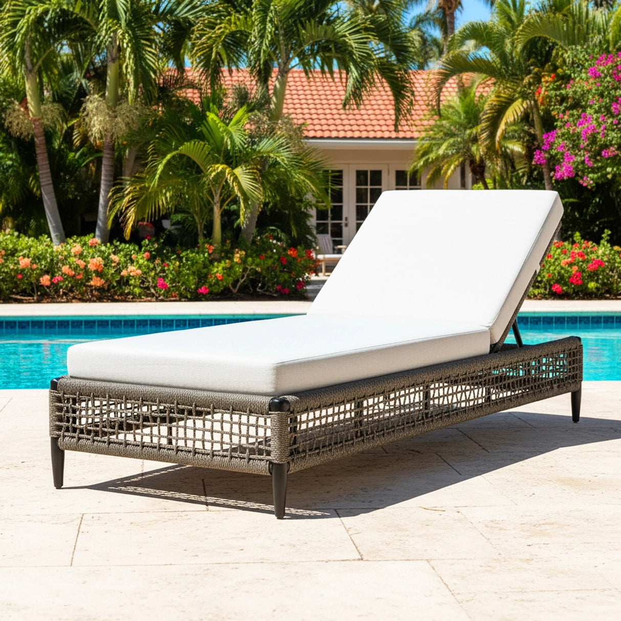 Outdoor All-Weather Rope Lounger with Cushions
