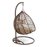 Double Seater Rattan & Wicker Swing (Brown & Cream)