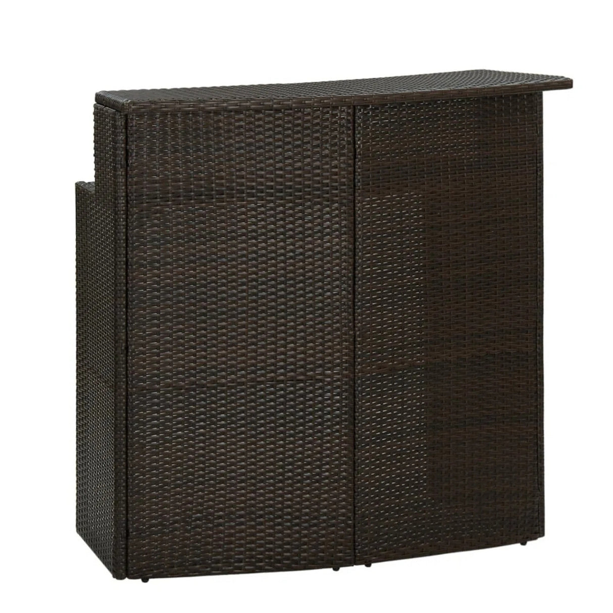 Outdoor Rattan Wicker Bar Table With a High-Top Design & Integrated Storage Shelf