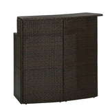 Outdoor Rattan Wicker Bar Table With a High-Top Design & Integrated Storage Shelf