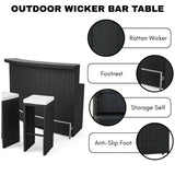 3-Seater Outdoor Rattan Wicker Bar Set