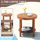 3-Piece Outdoor Wicker Patio Conversation Set (Dark Brown & Cream)