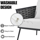 6-Piece Outdoor Rope Sofa Set (Grey & White)