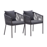 2-Piece Outdoor Rope Patio Dining Chairs